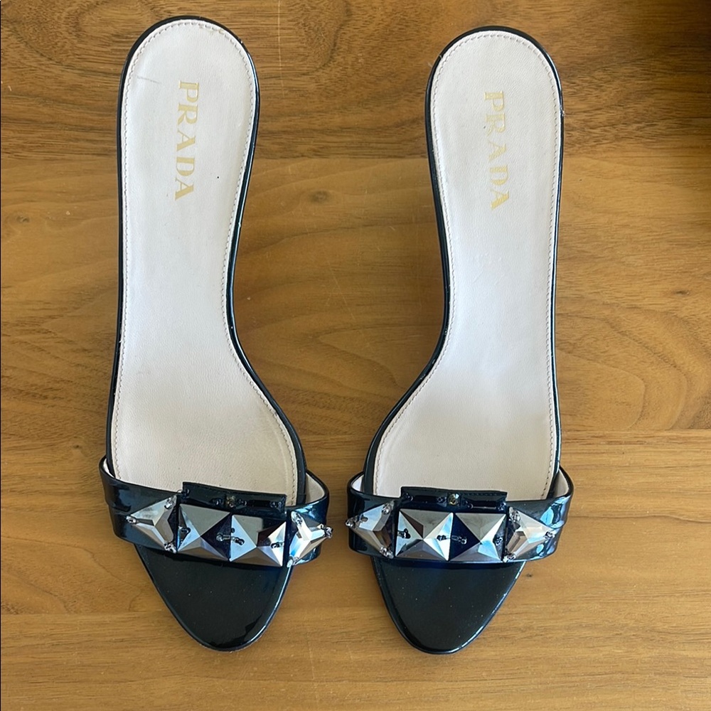 PRADA Black Studded Women's Sandals 38.5